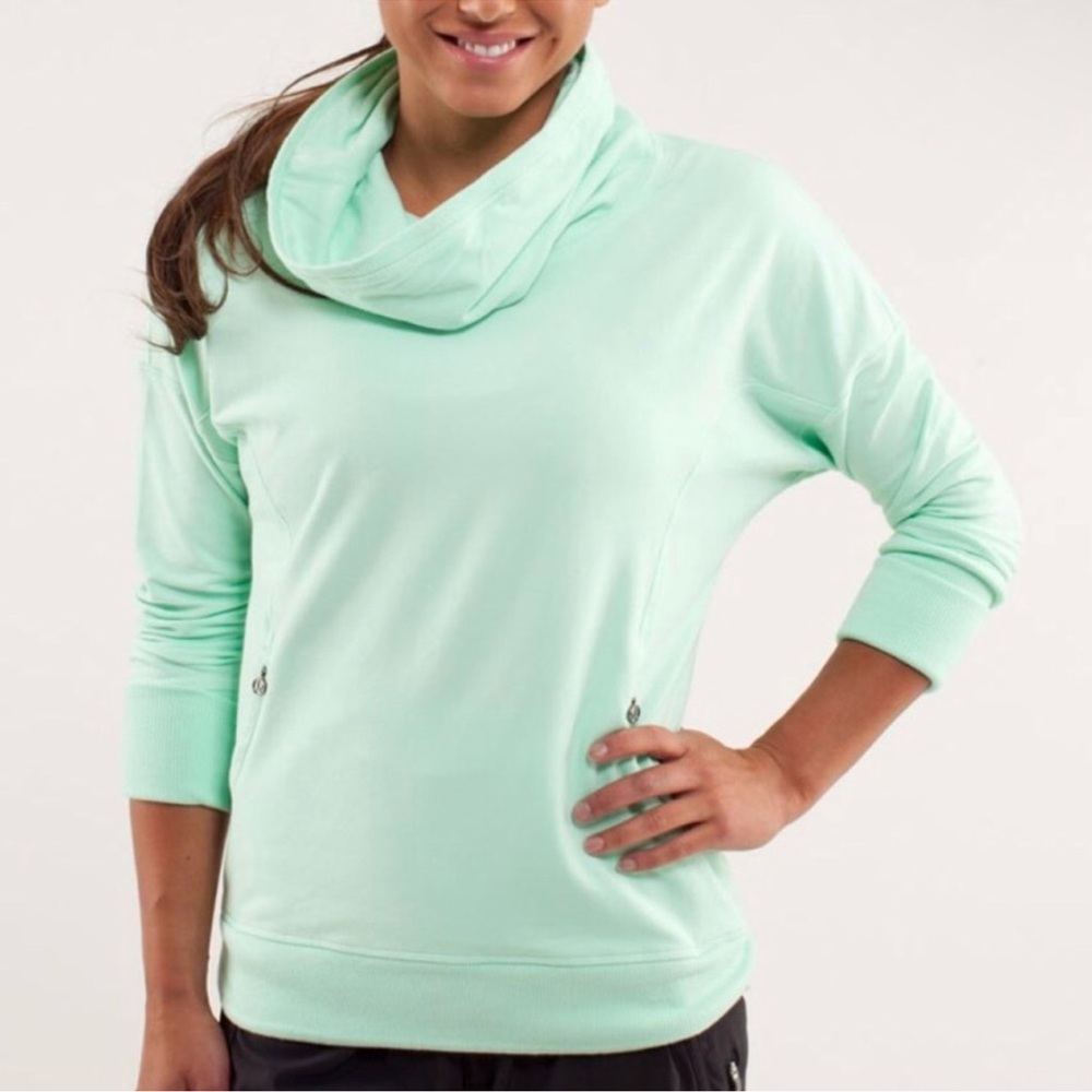 Lululemon Rest Day Pullover Sweatshirt Cowl Neck in Fresh Teal Mint